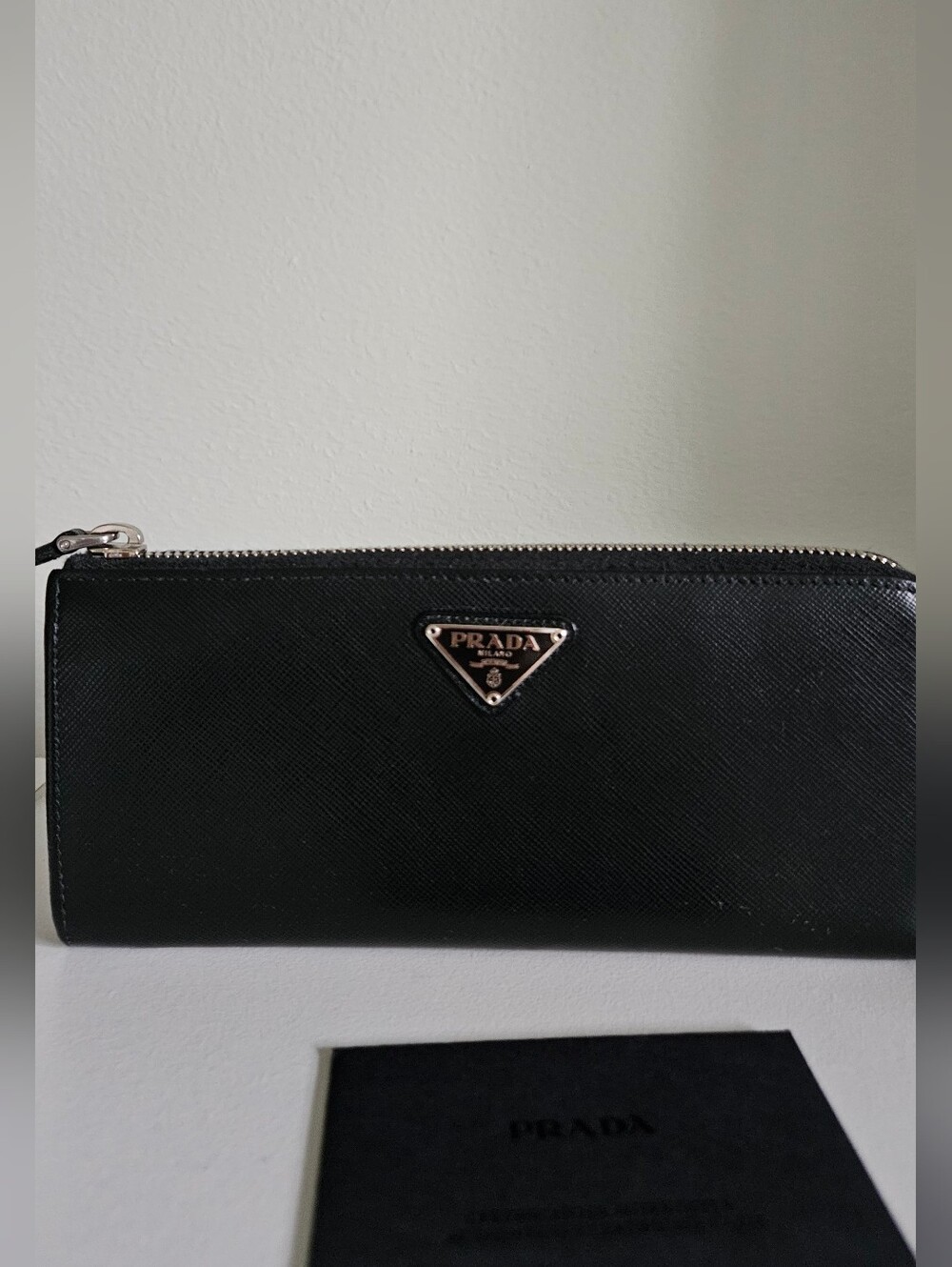 Prada Large Saffiano Leather Wallet Black